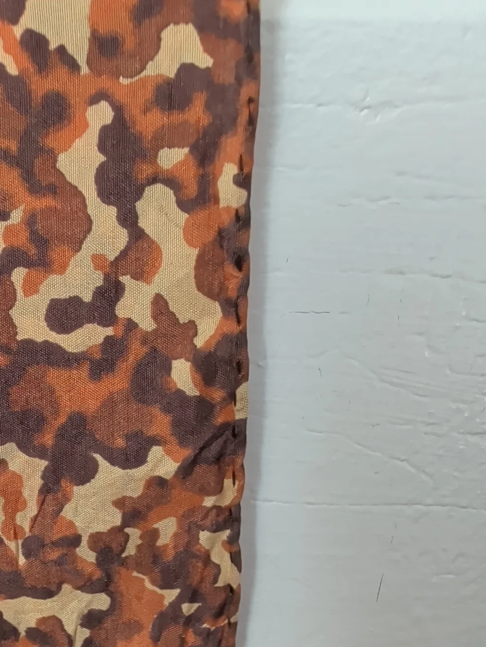 Vintage Scarf Silk Brown Orange Animal Print Handrolled Handsewn Small 9x42